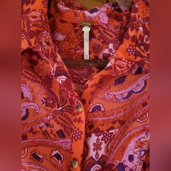Free People- Bianca Printed Blouse-XS - Picture 3 of 5